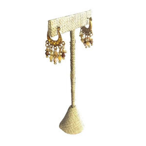 Unbranded 3/4" W x 1 1/4" H Matte Gold Beige Tan Women's Daggle Pierced Earrings